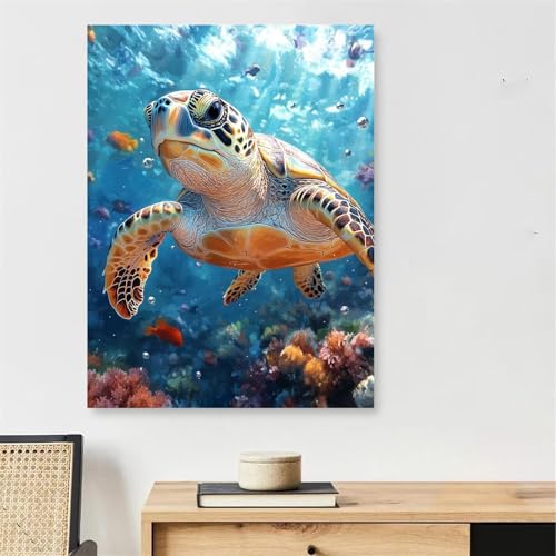 Peinture par Numéro Tortues de Mer Grand Format 60x90cm pour Débutant et Expert