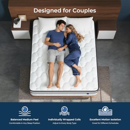 Image of Vesgantti Queen Size Mattress 12 Inch, Cool Sleep Hybrid Mattress in a Box