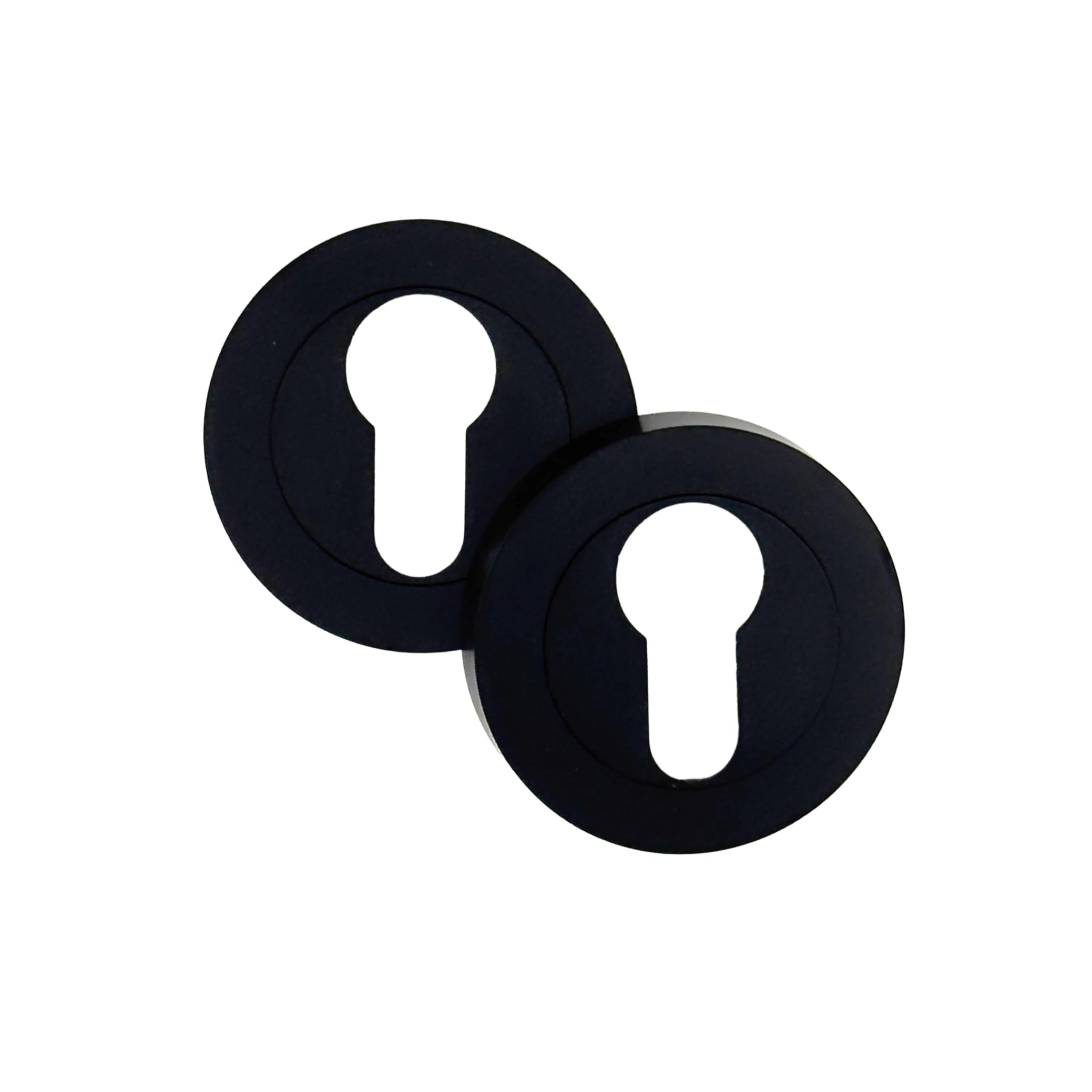 AXS Hardware Escutcheon Pair 52mm – Euro Profile & Oval Profile – Door Keyhole Cover on Rose – Internal Door Hardware – Satin Brass, Antique Brass, Matt Black (Matt Black, Euro Escutcheon)