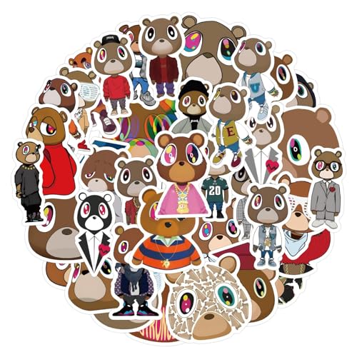 60pcs Cute Kanye Graduation Bear Stickers for Kids Journals,Funny Lovely Cartoon Bears Stickers Waterproof Vinyl Decals for Teens Laptops Water Bottles Phone Luggage Scrapbook Pad
