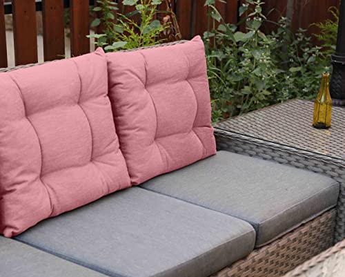 Vargottam Indoor/Outdoor Tufted Square Seat Patio Cushion Set Of 2 Water Resistant Patio Furniture Seat Cushion 19 Inches (Rose Pink) #TOP1