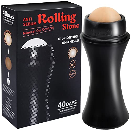 BK Oil-absorbing Volcanic Roller, Reusable Portable Oily Skin Control Roller, Instant Results Remove Excess Shine Rolling Stone for Oily Skin Care