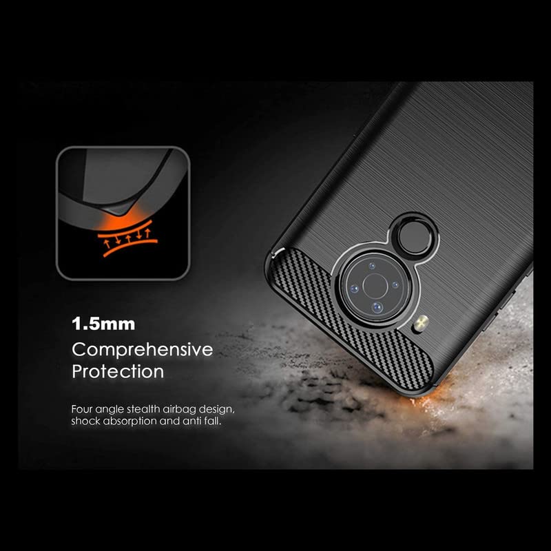 Image of NPRC Hybrid Ultra Slim Protective Case TPU Non-Slip Carbon Fiber Texture Shockproof Case Cover for Nokia 5.4 - Black