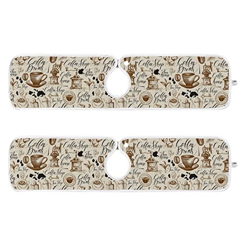 coffee theme faucet water catcher mat 2 pack coffee beans drying mat absorbent bathroom faucet handle drip catcher tray bar rv kitchen sink splash guard 23x5 inches