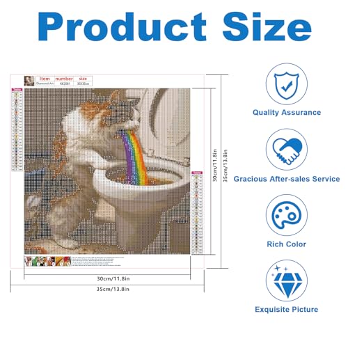 Image of AiYuanzsh 5D Diamond Painting Kits for Adults, Whimsical Fantasy Cat Diamond Art Kits for Adults Beginner, Rainbow DIY Full Drill Round Diamond Painting Colorful Abstract Wall Decor 13.8x13.8 Inch