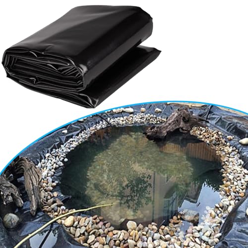 Revestimiento de estanque preformado negro resistente, lona de jardín duradera para estanques, cascadas, arroyos y fuentes, base impermeable y cubierta de 3 m x 17 m