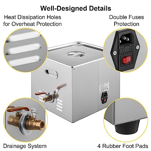 Vevor ULTRASONIC CLEANER 15L 15L Ultrasonic Cleaner With Digital Timer&Heater Professional Ultrasonic Cleaner 40Khz Advanced Ultrasonic Cleaner 110V thumb #7