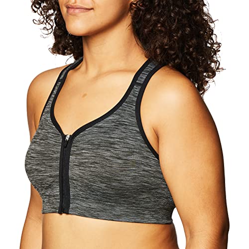 Jockey Women's Zip Front Seam Free Bra, Deep Black Space Dye, Medium