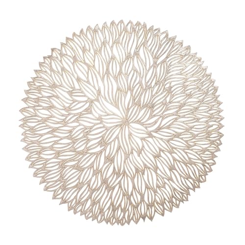 Set de table rond PVC résistant chaleur Daesar couleur or motif mandala creux