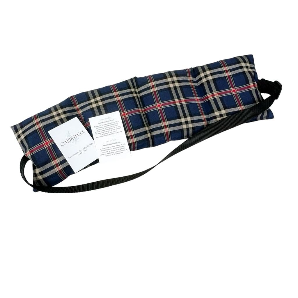 Saco Semillas Microondas-Saco térmico de semillas multiusos con correa ajustable.50x15cm.Frio-Calor.Dolor cervicales (escoces azul)
