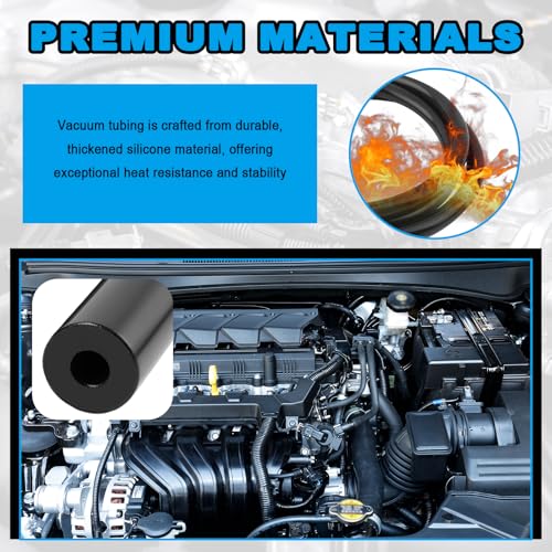 Image of 6PCS 5Ft Silicone Vacuum Hose Automotive Kit,ID 3 /8 inch,5 /16 inch,1 /4 inch,3 /16 inch,5 /32 inch,1 /8 inch Vacuum Lines Automotive with Tee /Straight /Reducer Connector & Clamps,Professional Vacuums Line Kit (94PCS)