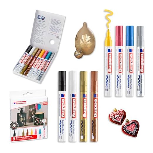 edding 750 - Glanz-Lackmarker - Sortiert - Rundspitze 2-4 mm - 8er Set - Zum Malen, Basteln, Dekorieren, Beschriften von Glas, Stein, Holz, Kunststoff u. Papier. Wasserfest.