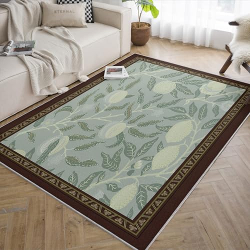 Tapis d'espace 140x200cm lavable vert avec bordure marron