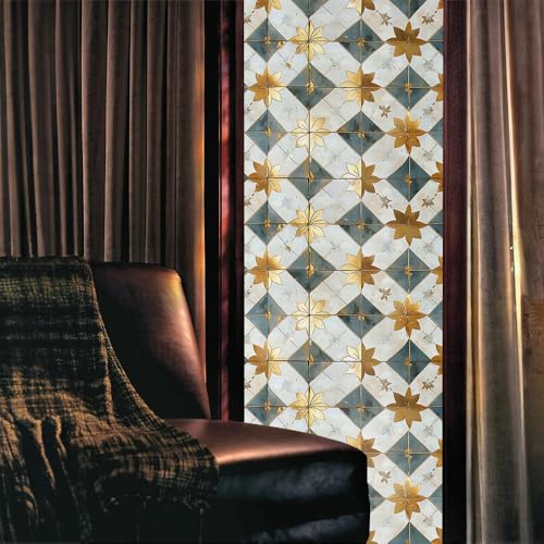 Vinilo decorativo para ventana azul y oro 15.7x118 in miniatura 2