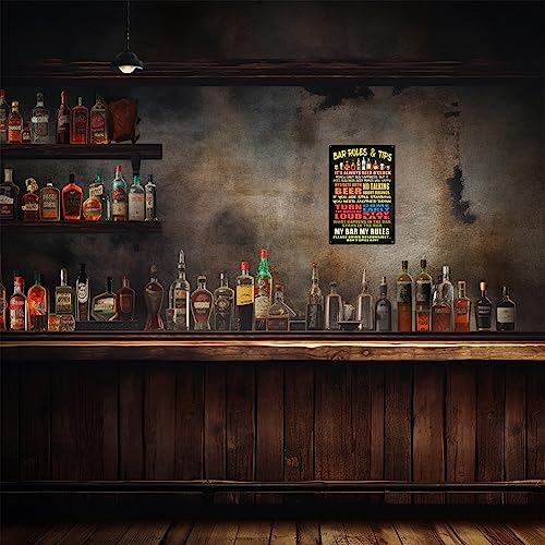 Litzzint Vintage Bar Signs For Home Bar Decor, 8X12 In Bar Rules Metal Signs For Man Cave, Funny Beer Alcohol Sign Retro For Home Pub Garage Wall Decoration Durable Metal Sign - Image 4