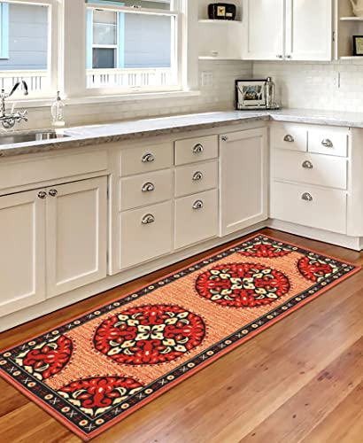 Image of THE HOME TALK Modern Polyester Area Rugs | Carpets for Living Room, Kitchen, Kid's Room, Bedroom | Microfiber Polyester Rugs | Shaggy Floor Carpet | Anti Skid Store (Red, 55x135 Cm)