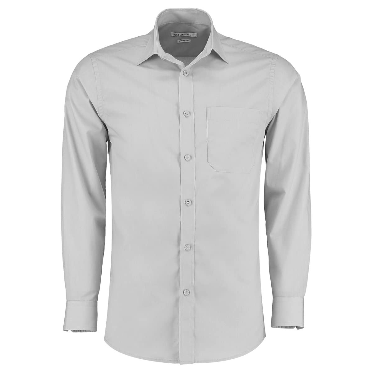 Kustom Kit Men's Men's Poplin Shirt (Long Sleeve) Business Shirt, Grey (Light Grey Kk-LTG-H), 42 (Manufacturer Size: 16.5)