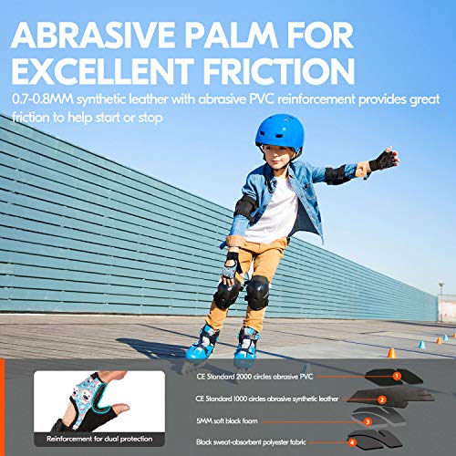 image for Vgo... Age 5-6 Kids Half-Finger Breathable Skateboarding Gloves Outdoo