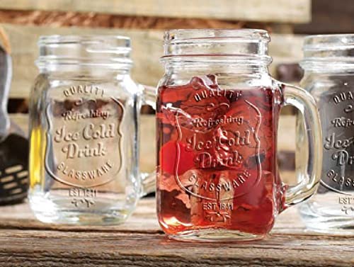Glaver's Set of 10 Ice Cold 16 Oz. Mason Drinking Glasses With Handles. Quality Refreshing Ice Cold Embossed Logo Jars for Beverages, Cocktails, Shakes, Smoothies, Sodas, Juice. - Image 5
