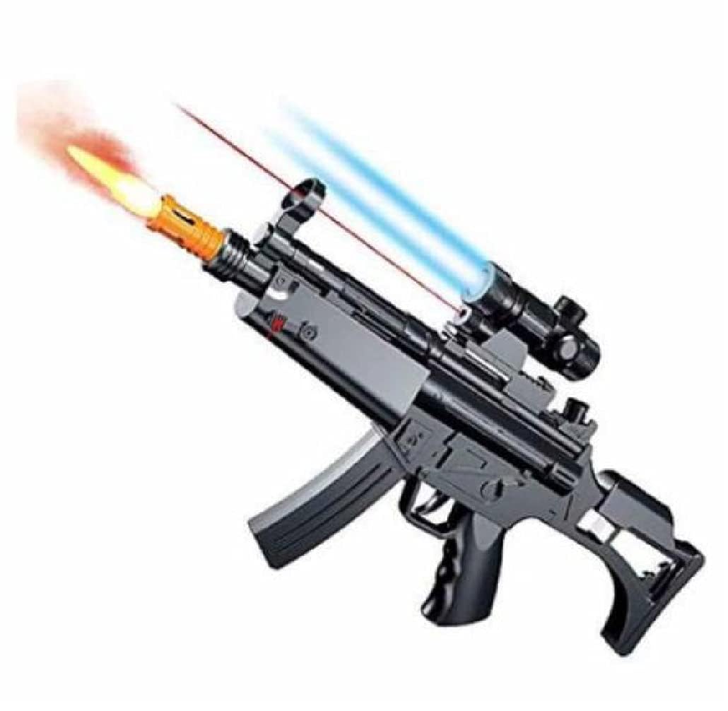 AGAS Musical Toy Gun with Flashing Lights, Pretend Play Gun Toy with Vibrating Body Guns & Darts, No Bullets Required. (UMP Smoke Gun)