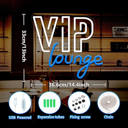 Image of VIP Lounge Neon Signs for Wall Decor, VIP Neon Lights Signs for Room Decor, Led Light Up Sign with USB Powered for Bar, Hotel, Cafe, VIP Room, Home Decoration