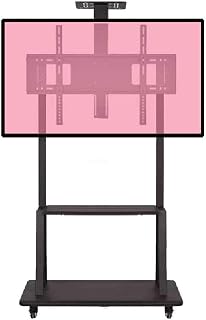 Suporte de TV – Suporte de TV de mesa para chão móvel/carrinho de TV com bandeja de 2 níveis para tela de plasma OLED LCD de LED de 32 a 65 polegadas, suporte de chão para carrinho de TV alto ajustável