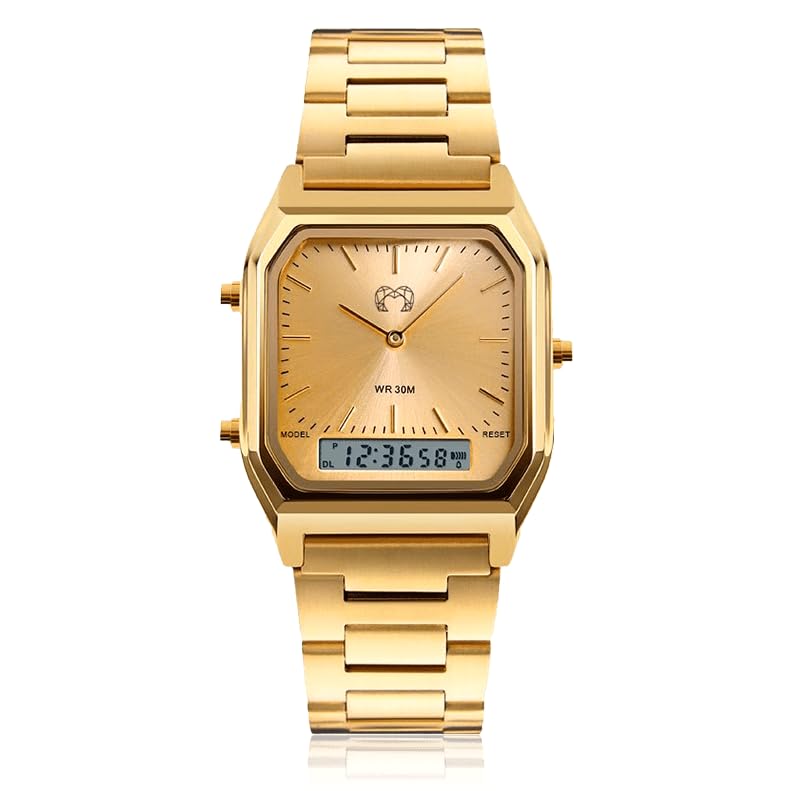 MARLION JEWELS Relojes de Mujer. Reloj analógico Cuadrado, de Estilo Moderno Resistente al Agua 3ATM. Reloj Original con maquinaria de Cuarzo (Oro   Oro)