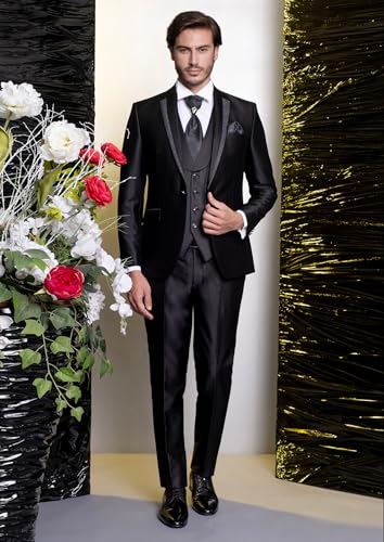 Sxfashbrd Mens Tuxedo Suit Set Jacket 3 Piece Slim Fit Suits for Men Wedding Groomsman Tuxedo Formal Business Blazer2