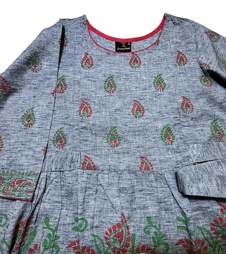 Image of DUMMY SHAPE Feeding Kurtis for Women Cotton Blend | Printed Pregnancy Flare Kurta with Dual Nursing Zippers to Pre & Post Partum | Maternity Dresses | Gifts for Pregnant Woman