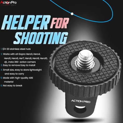 Image of Action Pro 1 /4 inch Thread Tripod Mount Adapter with Stainless Steel Insert Compatible with GoPro Hero 13 /12 /11 /10 /9 /8 /7 /6 /5 /4, Insta360, DJI Osmo Pocket, SJCAM, Xiaomi & Yi Action Cameras (Pack of 3)