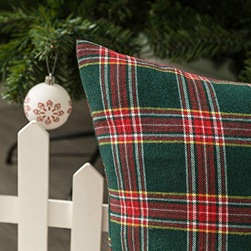 Image of AQOTHES Christmas Plaid Decorative Throw Pillow Covers Green Red 20x20