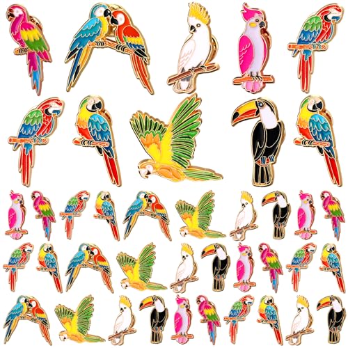 Image of Yinkin 24 /48 Pcs Bird Enamel Brooch Colorful Bird Lapel Pin Animal Brooches Cute Lapel Pin for Women Jewelry Pin Dress Accessories Mother's Day Birthday Gift