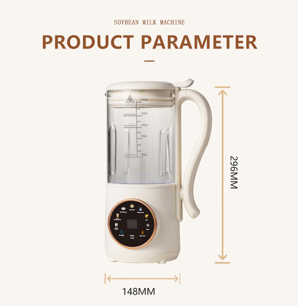 Macchina Latte di Soia, 1400ml Macchina per Latte di Noci, Multifunzionale Macchina per Latte Vegetale con Autopulente Fatto in Casa, Avena, Soia, Bevande senza Latticini