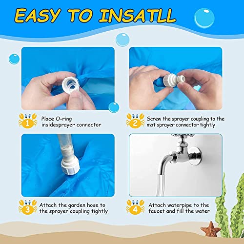 Image of WENGTY Non-Slip Splash Pad for Kids, Thicken Sprinkler Pool Summer Outdoor Water Toys - Fun Backyard Fountain Play Mat for Baby Girls Boys Children (Multi Color)