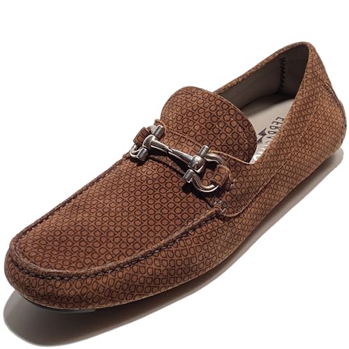 Gancini Bit Parigi 17 Brown Men's Suede Drivers Dress Loafers Moccasin (Salvatore