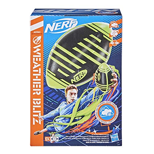 Nerf Weather Blitz Kids Foam Football, Green, 9" Inch Youth Sized Football, All Weather & Pool/Beach Ball, Easy-Grip Design - Image 3