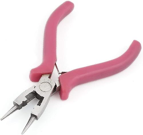 X-DREE Red Plastic Coated Grip Silver Tone Metal Round pipes tubes Pliers Tool 5" Long(Pinza recubierta de plástico rojo, tono plateado, metal,