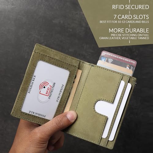 FOXHACKLE Slim Minimalist Credit Card Holder Front Pocket Leather Bifold RFID Blocking Wallet for Men & Women2