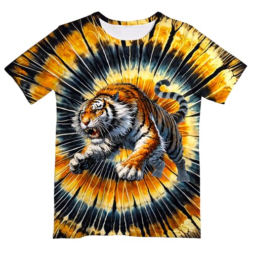 Image of Kids Neon Tie Dye Shirt for Boys Girls Tie-Dye T-Shirt Hippes Tshirt Senior Children Tee Size 6-16 Years Age
