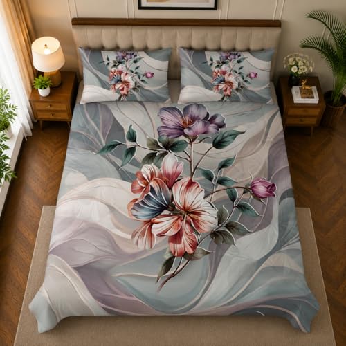 Image of 7D Digital Printed King Size Bedsheet with 2 Pillow Covers | Soft Premium Cotton Feel Microfiber Double Bed Bedsheet | Breathable, Wrinkle Free & Fade Resistant | (Grey, KingSize-225x250CM)
