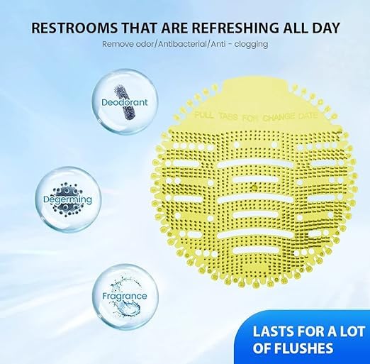 Scentric Urinal Mat for Toilet, (Pack of 10) Lemon Fragrance Urinal Screen Mat, Toilet Mat, Urinal Hygiene Products, Urinal Screen Mats with Fragrance, Anti Splash Urinal Mat. 2 51hbNlCv8oL