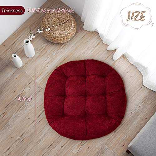 image for HIGOGOGO Round Solid Color Floor Pillow, Tufted Meditation Pillow for 