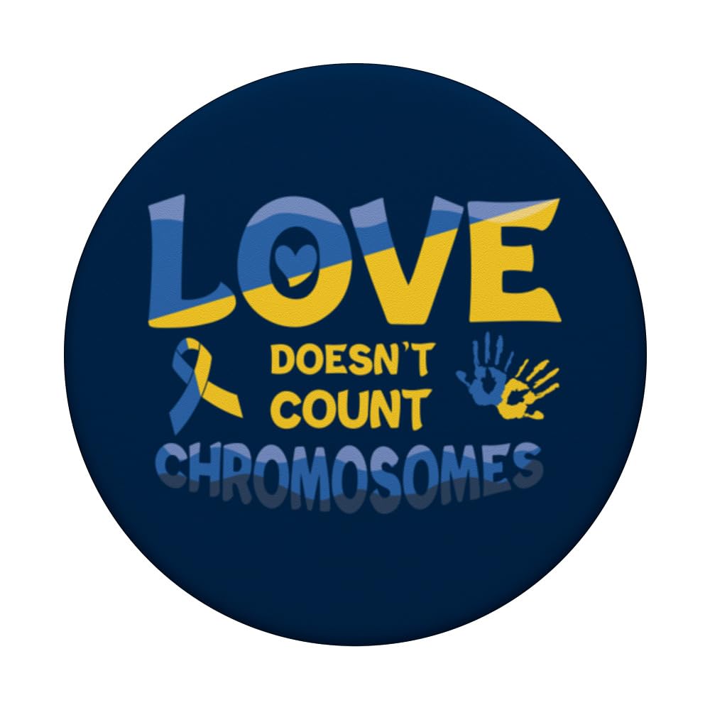Love Doesn't Count Chromosomes 3.21 Down Syndrome Awareness PopSockets Adhesive PopGrip, Black - Image 3