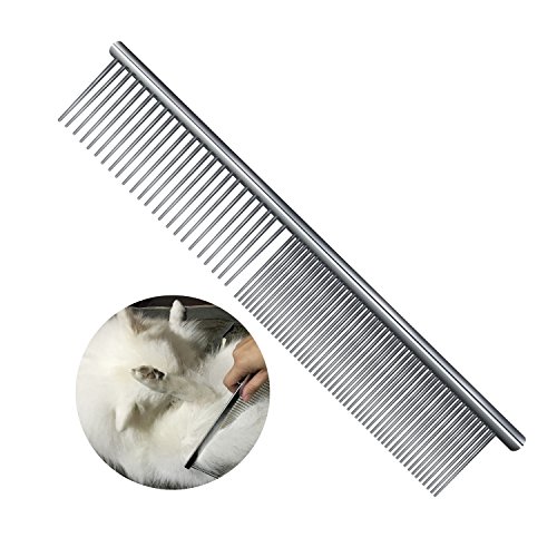 Furpro Pet Stainless Steel Grooming Tool Poodle Finishing Butter Comb, Grooming Comb Removing Matted Fur, Knots & Tangles 7 1/2"