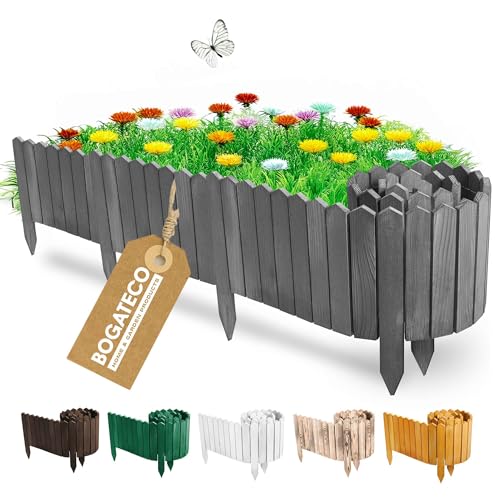 BOGATECO Beeteinfassung Holz Rollborder Holzlatten | Rollzaun 30cm Hoch &...