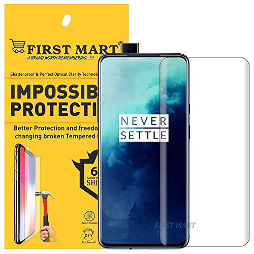FIRST MART - A Brand Worth Remembering Flexible Fiber Edge to Edge 3D Screen Protector Oneplus 7T Pro Screen Guard Tempered Glass High Definition Ultra Thin Clear Screen Nano Guard Film Deal