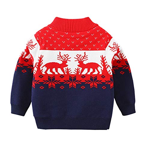 Mud Kingdom Little Boy Cardigan Sweater Zip Up Reindeer Christmas2