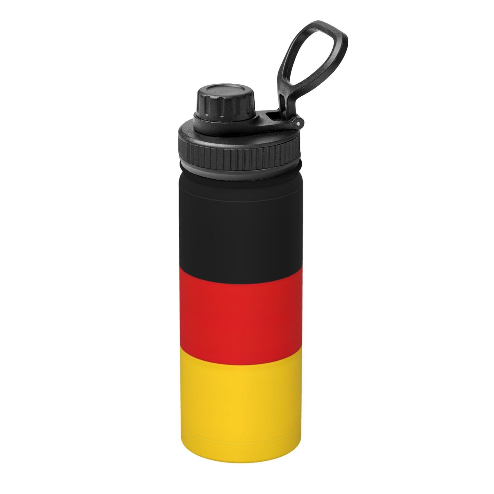 Wasserflasche mit Deutschland-Flagge, Edelstahl, doppelwandig, isoliert