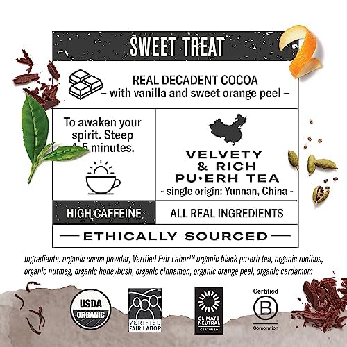 Numi Organic Chocolate Pu-erh Tea, 48 Dark Tea Bags, High Caffeine image 3