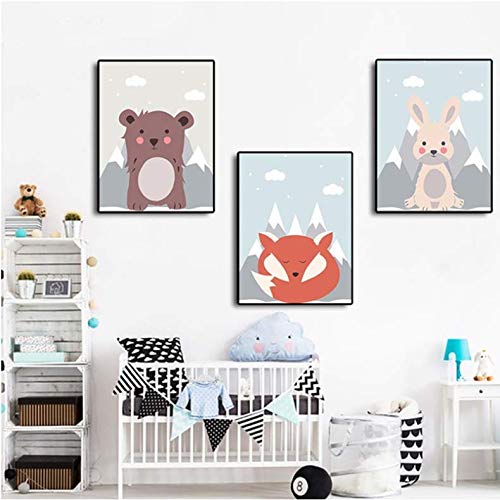 Affiche animaux colorés 50x70cm non encadrée pour chambre d'enfant